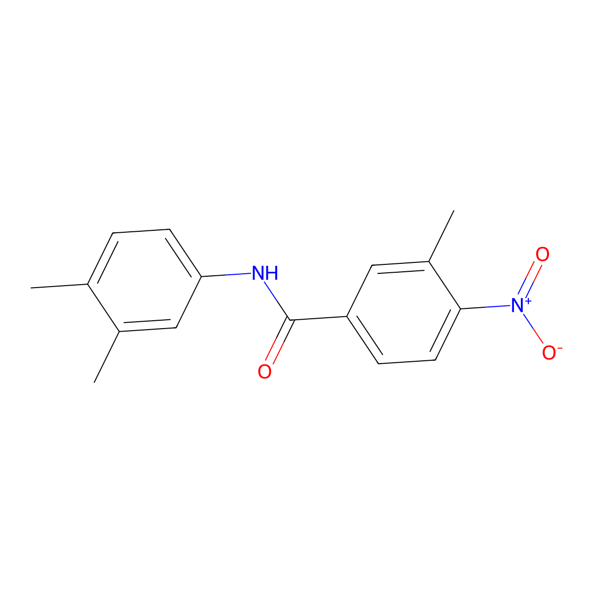 N-(3,4-dimethylphenyl)-4-nitro-3-methylbenzamide molecular structure, CAS 346721-73-1