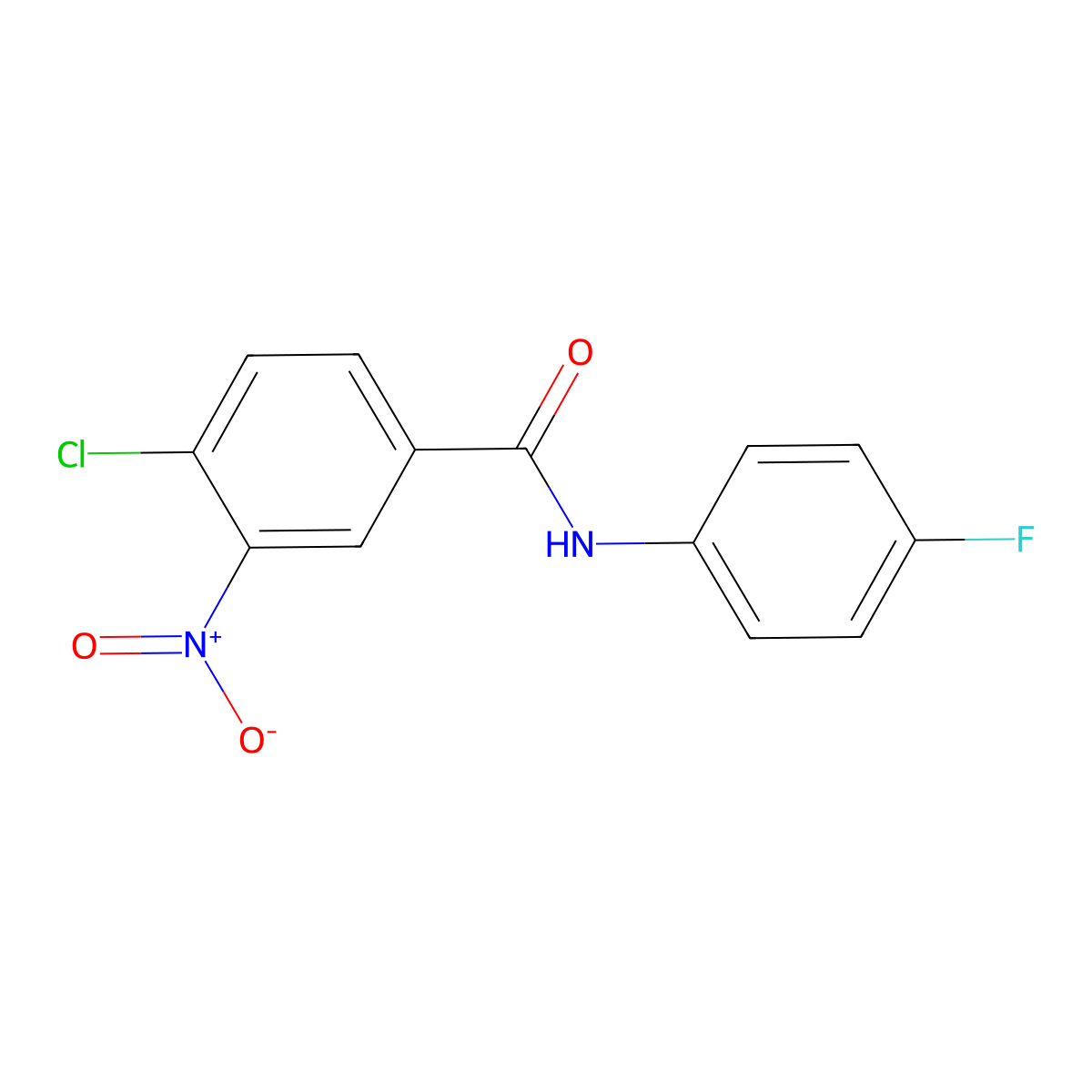 4-chloro-N-(4-fluorophenyl)-3-nitrobenzamide molecular structure, CAS 346723-11-3