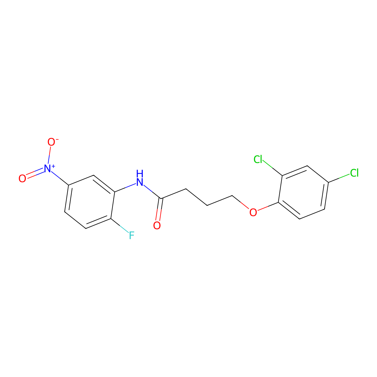 4-(2,4-dichlorophenoxy)-N-(2-fluoro-5-nitrophenyl)butanamide molecular structure, CAS 346724-23-0