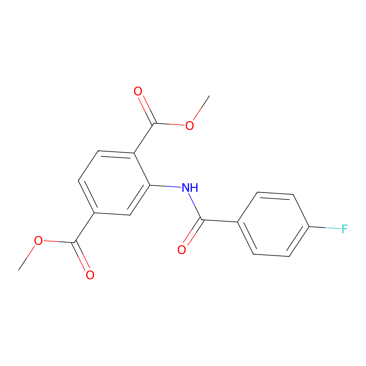 Dimethyl 2-[(4-fluorobenzoyl)amino]benzene-1,4-dicarboxylate molecular structure, CAS 346724-28-5