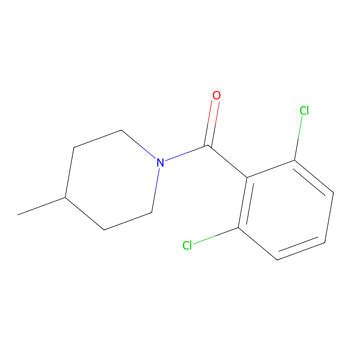 (2,6-Dichlorophenyl)(4-methylpiperidin-1-yl)methanone molecular structure, CAS 346724-93-4