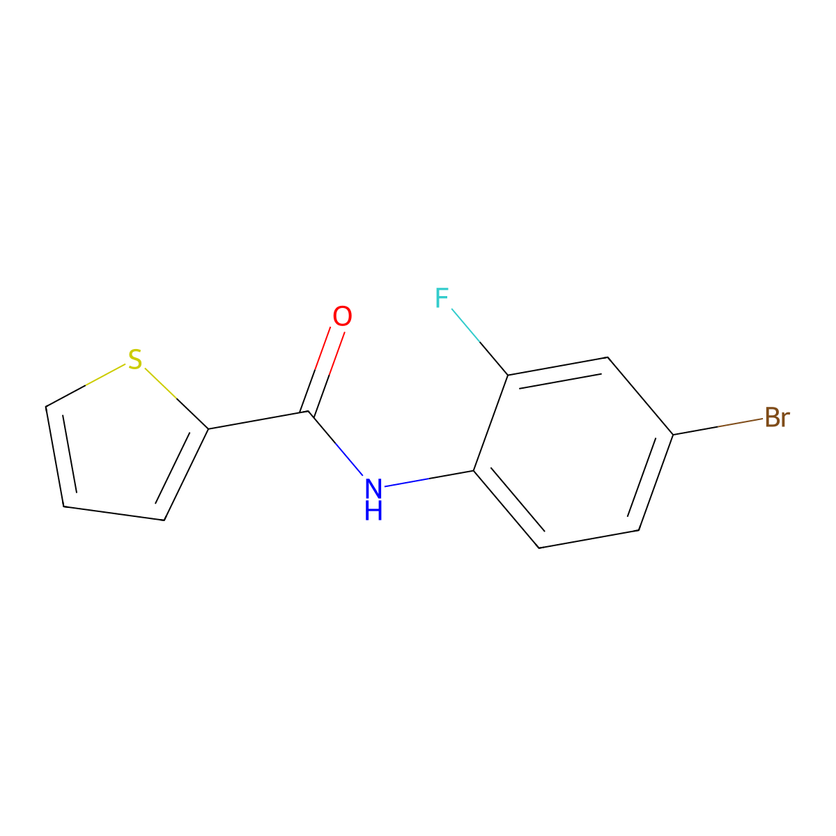 N-(4-bromo-2-fluorophenyl)thiophene-2-carboxamide molecular structure, CAS 346725-05-1