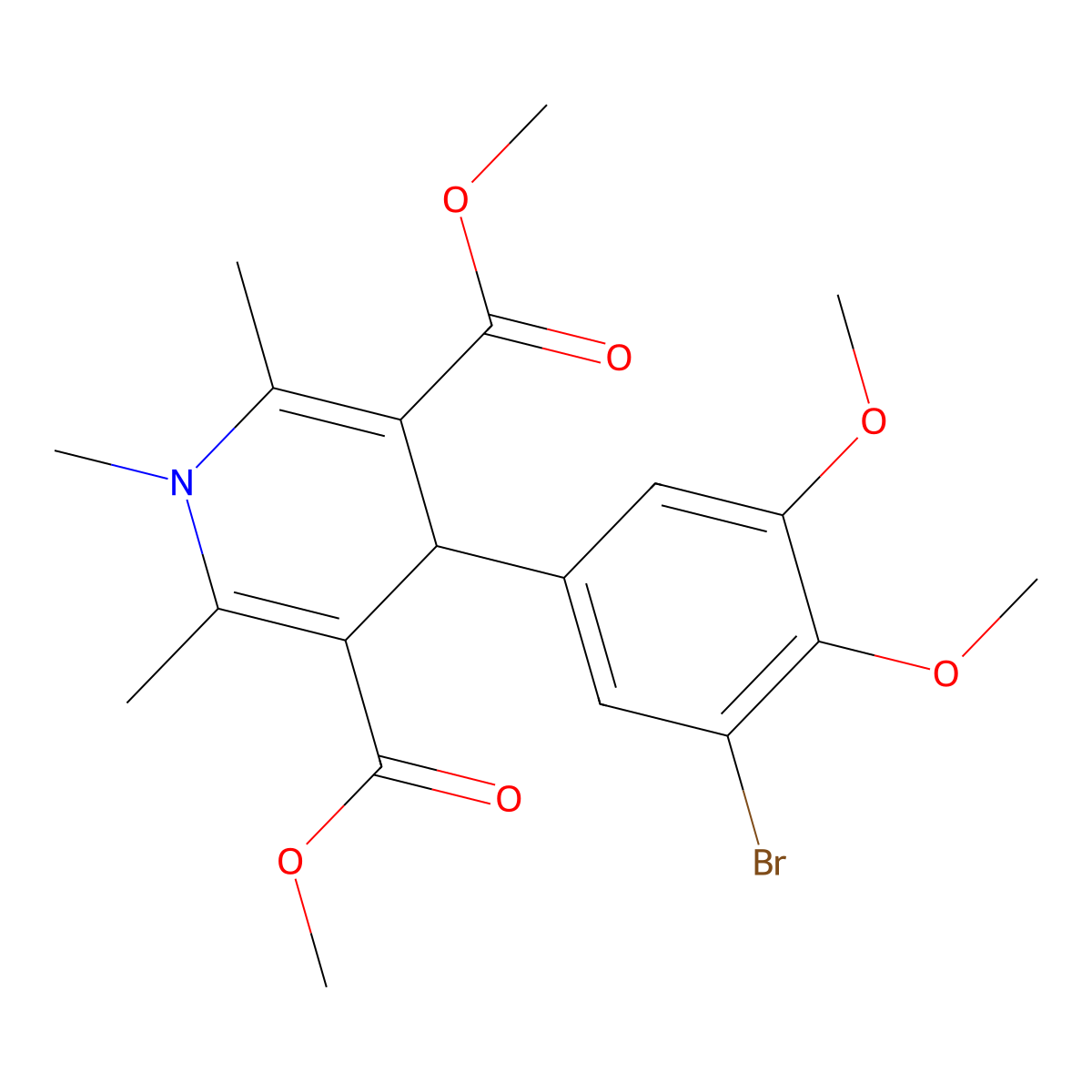Dimethyl 4-(3-bromo-4,5-dimethoxyphenyl)-1,2,6-trimethyl-1,4-dihydropyridine-3,5-dicarboxylate molecular structure, CAS 346725-10-8
