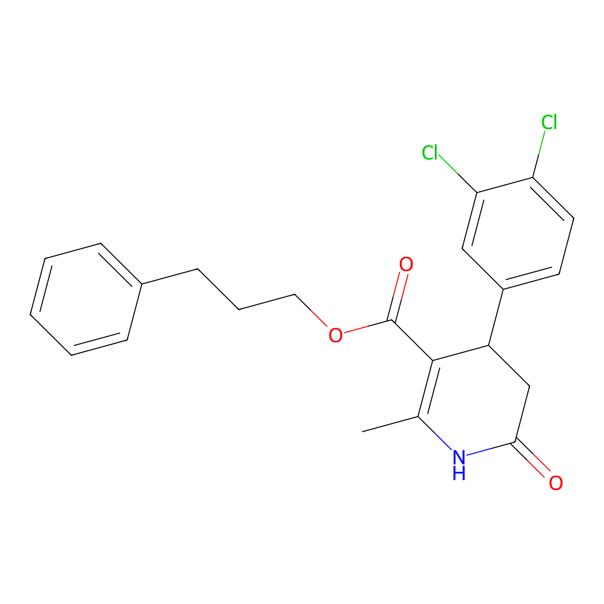 3-Phenylpropyl 4-(3,4-dichlorophenyl)-2-methyl-6-oxo-1,4,5,6-tetrahydropyridine-3-carboxylate molecular structure, CAS 346725-37-9