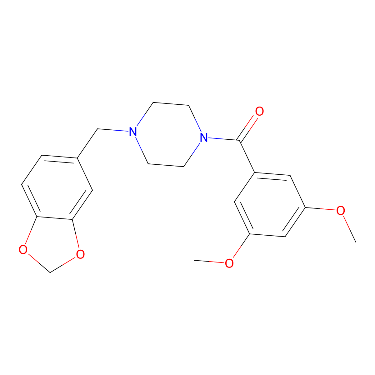 [4-(1,3-Benzodioxol-5-ylmethyl)piperazin-1-yl]-(3,5-dimethoxyphenyl)methanone molecular structure, CAS 346725-51-7