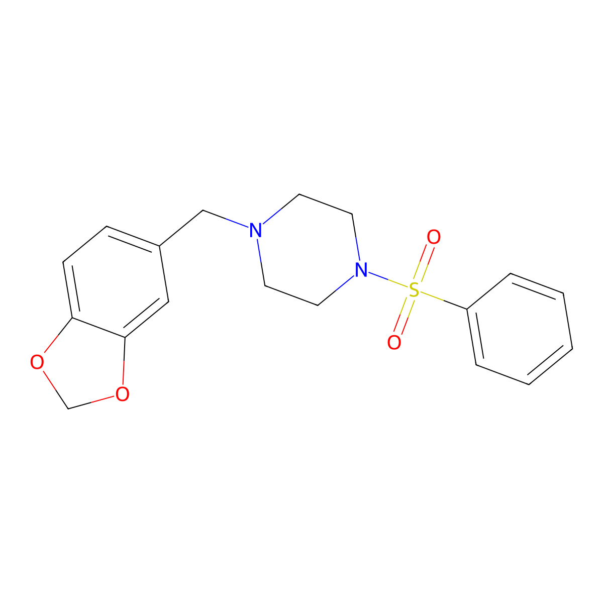 1-Benzenesulfonyl-4-benzo[1,3]dioxol-5-ylmethyl-piperazine molecular structure, CAS 346725-52-8