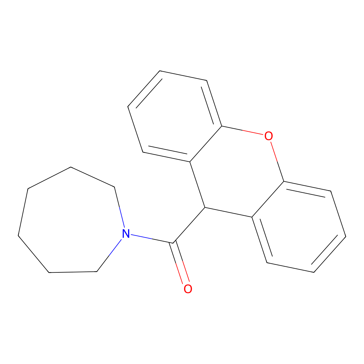 azepan-1-yl(9H-xanthen-9-yl)methanone molecular structure, CAS 346725-57-3