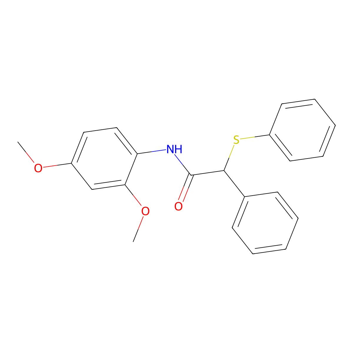 N-(2,4-dimethoxyphenyl)-2-phenyl-2-phenylsulfanylacetamide molecular structure, CAS 346725-65-3