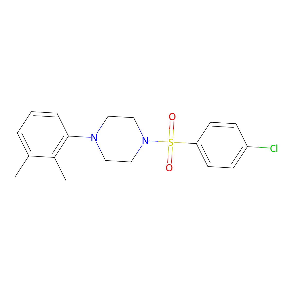 1-[(4-Chlorophenyl)sulfonyl]-4-(2,3-dimethylphenyl)piperazine molecular structure, CAS 346725-92-6