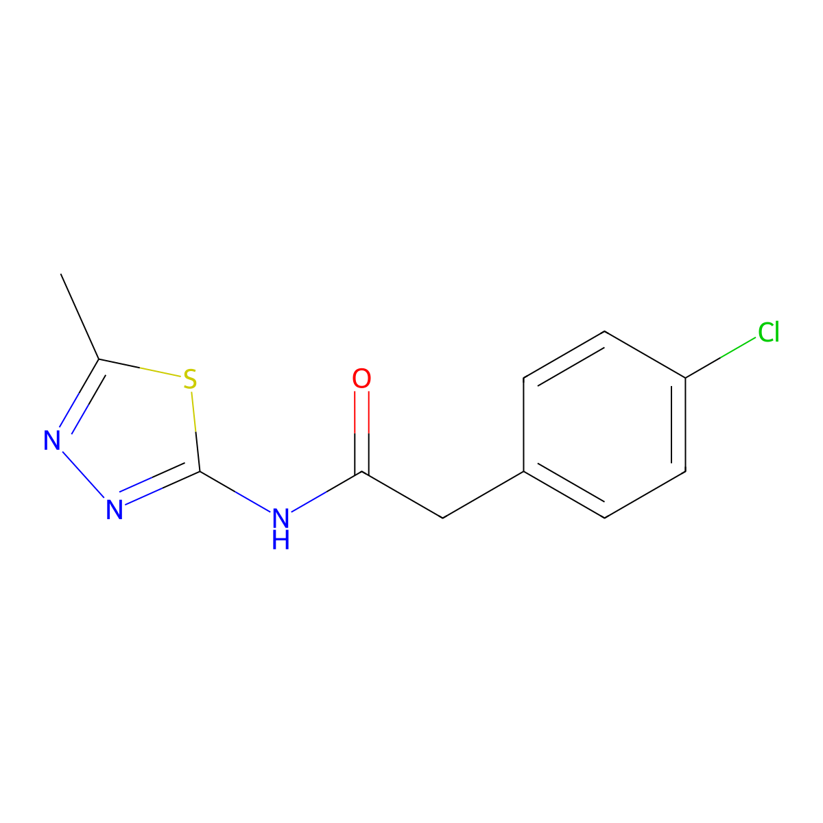 2-(4-chlorophenyl)-N-(5-methyl-1,3,4-thiadiazol-2-yl)acetamide molecular structure, CAS 346726-04-3