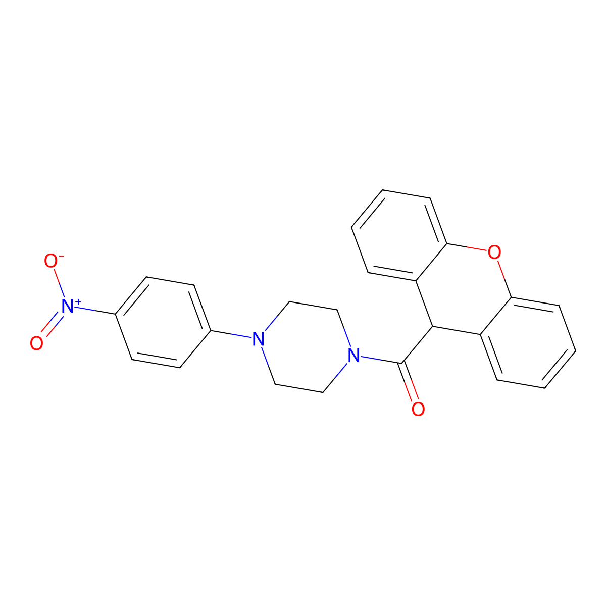 [4-(4-nitrophenyl)piperazin-1-yl]-(9H-xanthen-9-yl)methanone molecular structure, CAS 346726-10-1