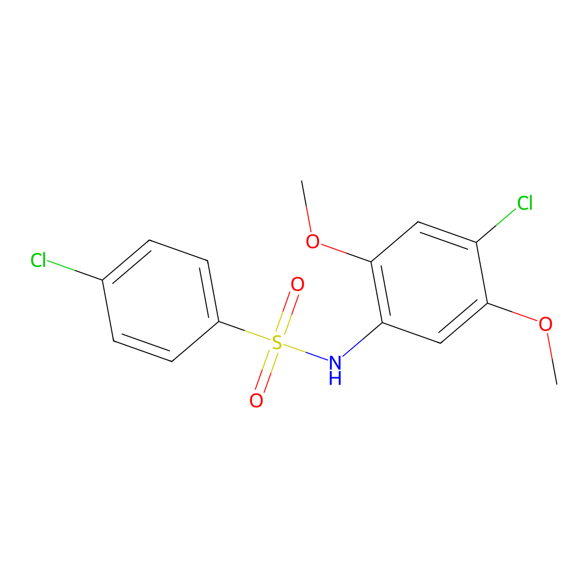 4-chloro-N-(4-chloro-2,5-dimethoxyphenyl)benzenesulfonamide molecular structure, CAS 346726-32-7