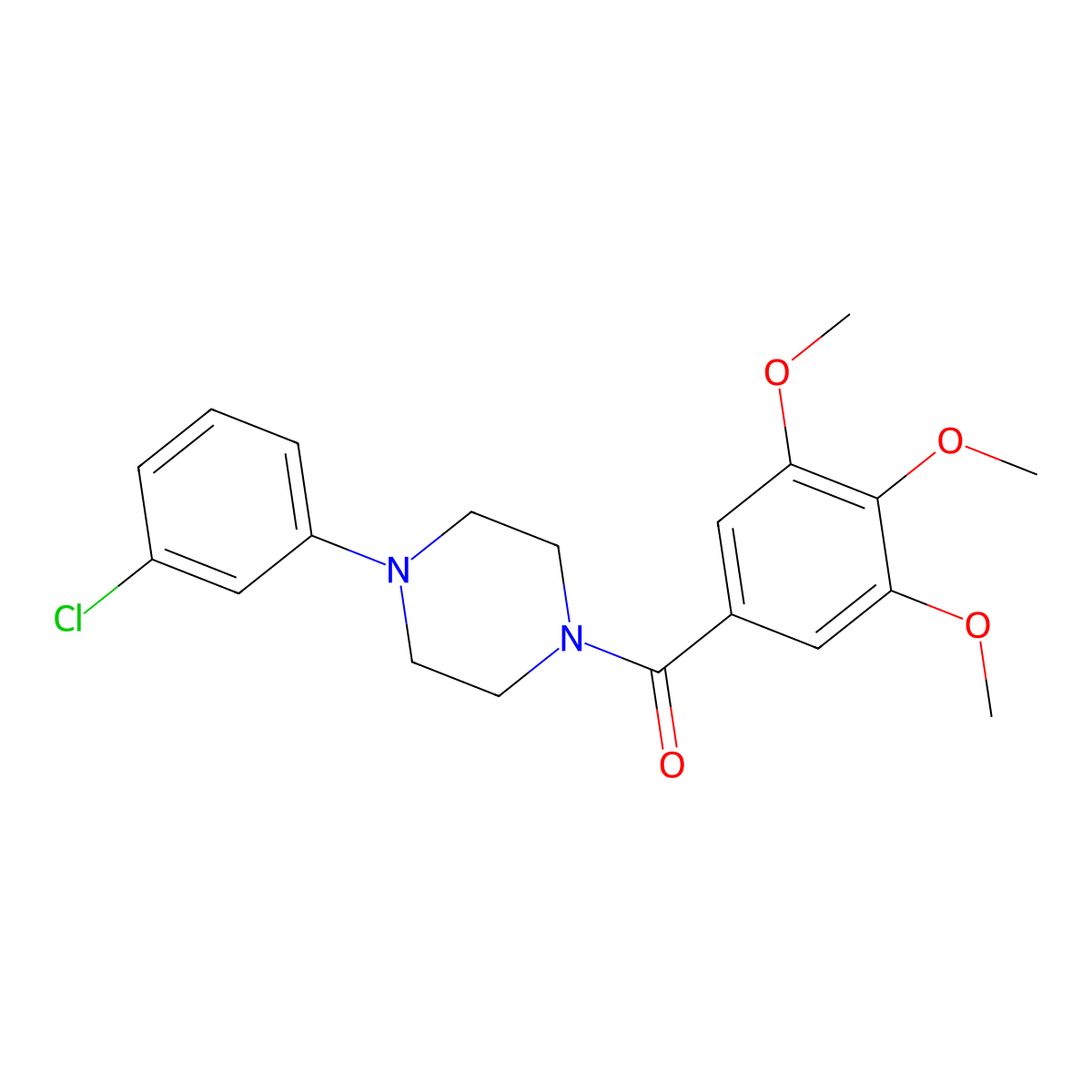 [4-(3-Chlorophenyl)piperazin-1-yl]-(3,4,5-trimethoxyphenyl)methanone molecular structure, CAS 346726-33-8