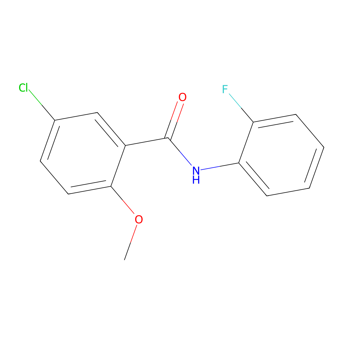 5-chloro-N-(2-fluorophenyl)-2-methoxybenzamide molecular structure, CAS 346726-34-9