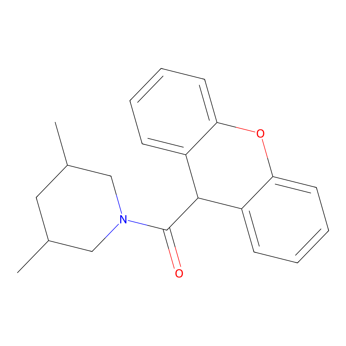 (3,5-Dimethylpiperidin-1-yl)(9H-xanthen-9-yl)methanone molecular structure, CAS 346726-38-3