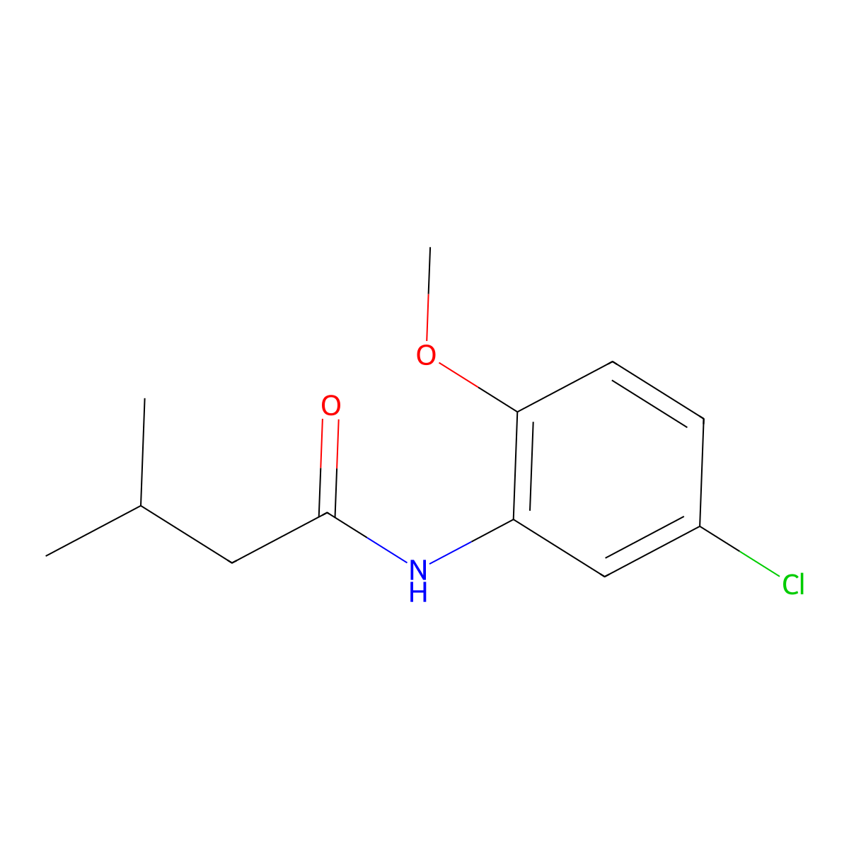 N-(5-chloro-2-methoxyphenyl)-3-methylbutanamide molecular structure, CAS 346726-53-2