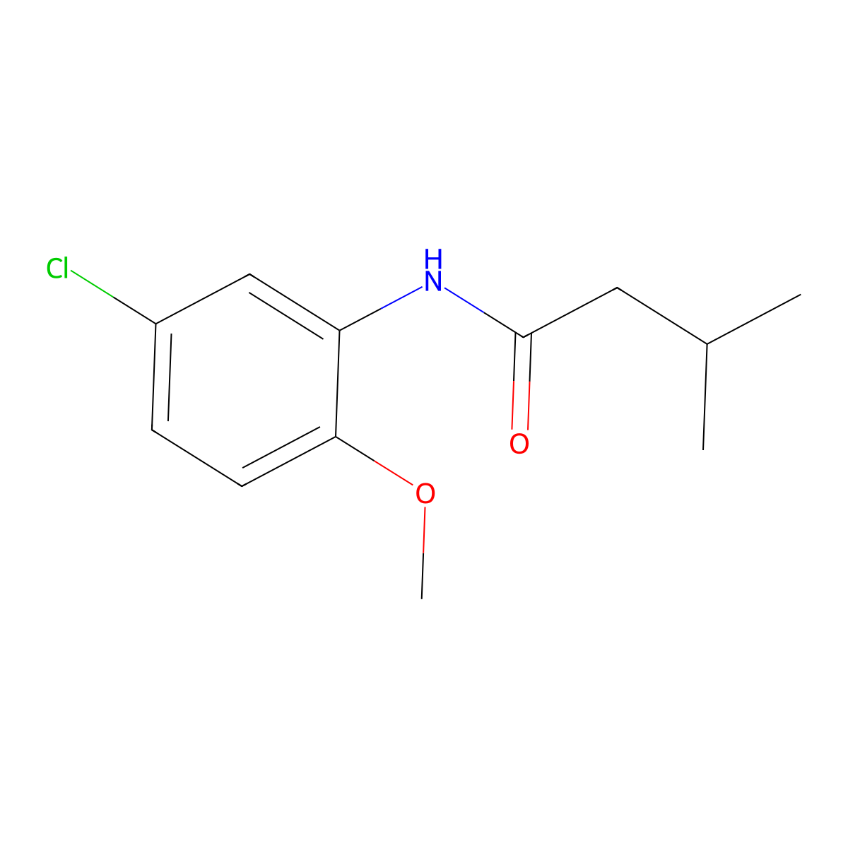 N-(5-chloro-2-methoxyphenyl)-3-methylbutanamide molecular structure, CAS 346726-53-2