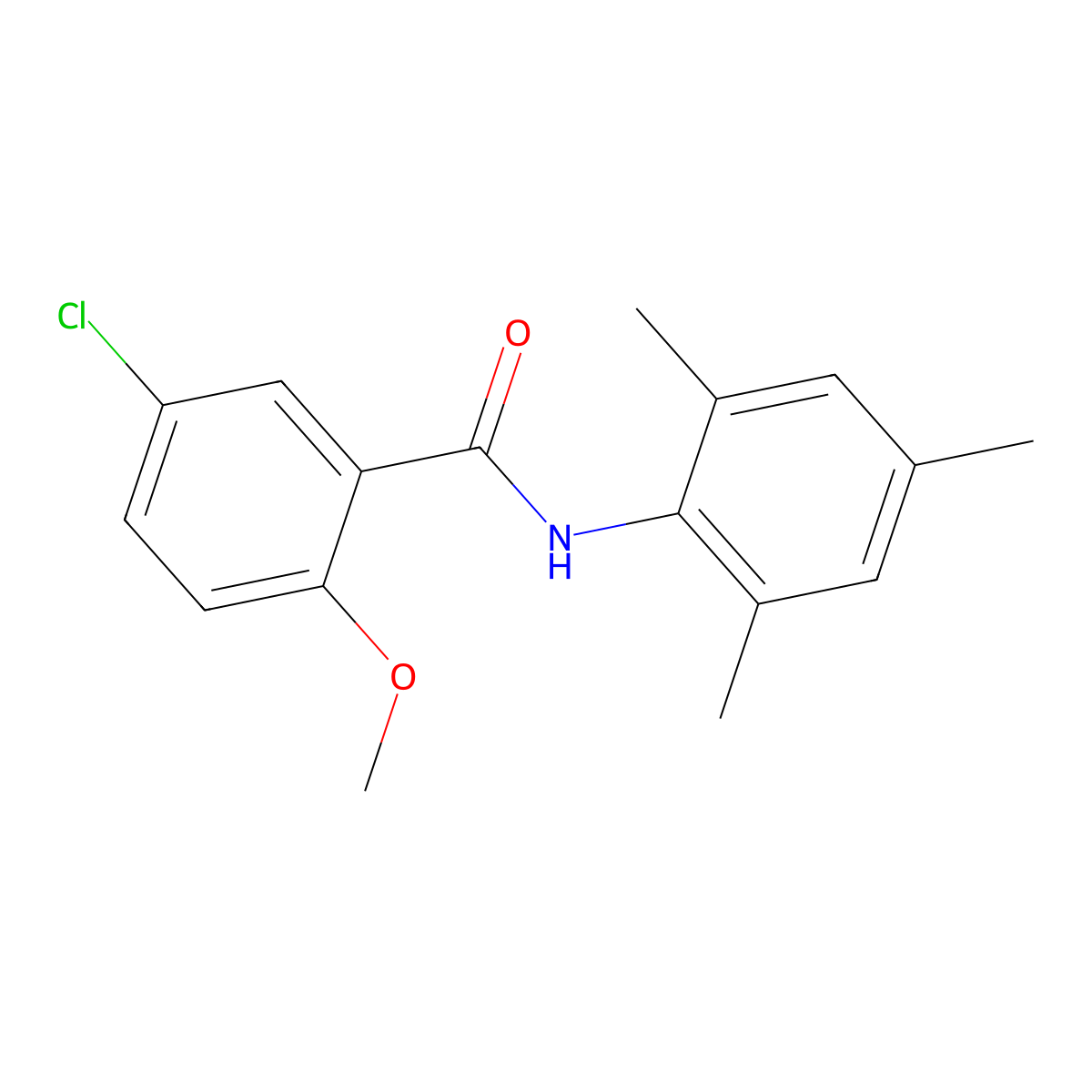 5-chloro-2-methoxy-N-(2,4,6-trimethylphenyl)benzamide molecular structure, CAS 346726-60-1