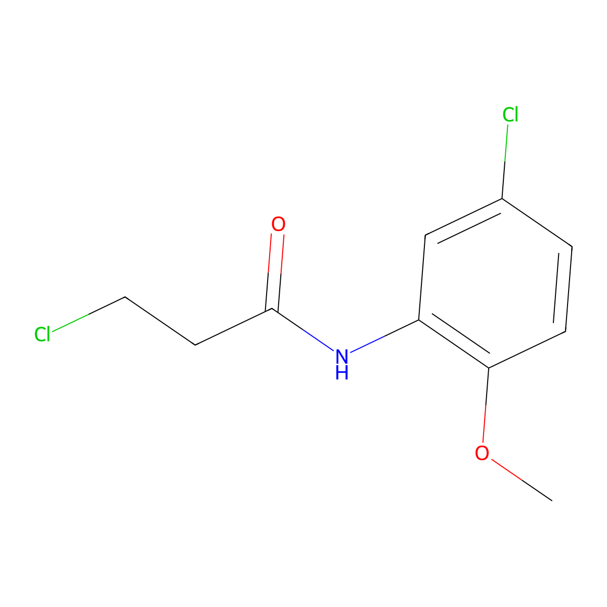 3-chloro-N-(5-chloro-2-methoxyphenyl)propanamide molecular structure, CAS 346726-62-3