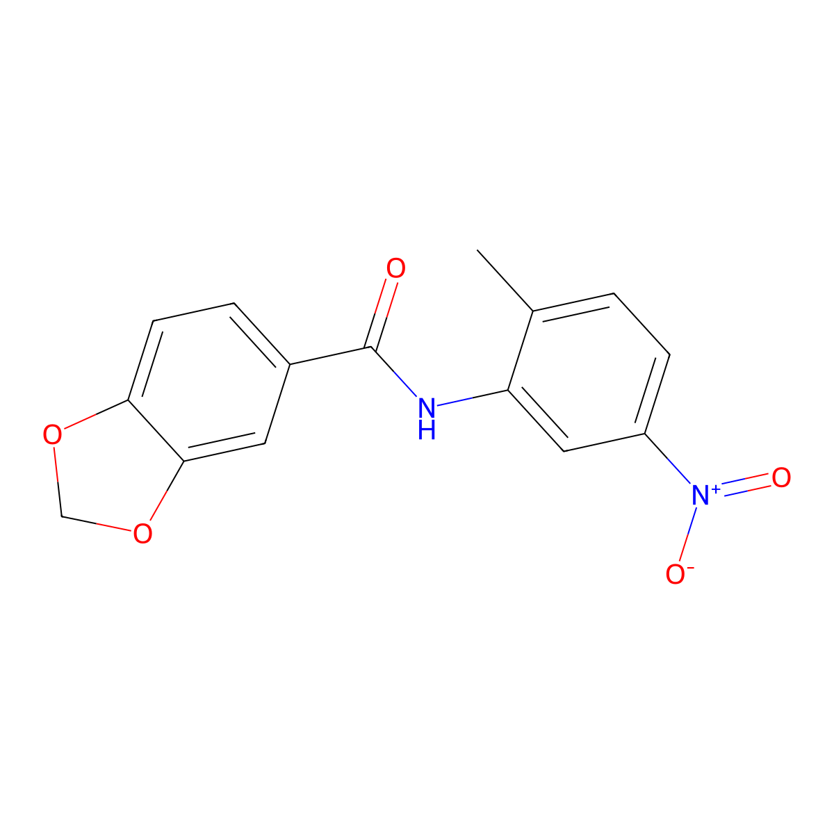 N-{5-nitro-2-methylphenyl}-1,3-benzodioxole-5-carboxamide molecular structure, CAS 346726-69-0