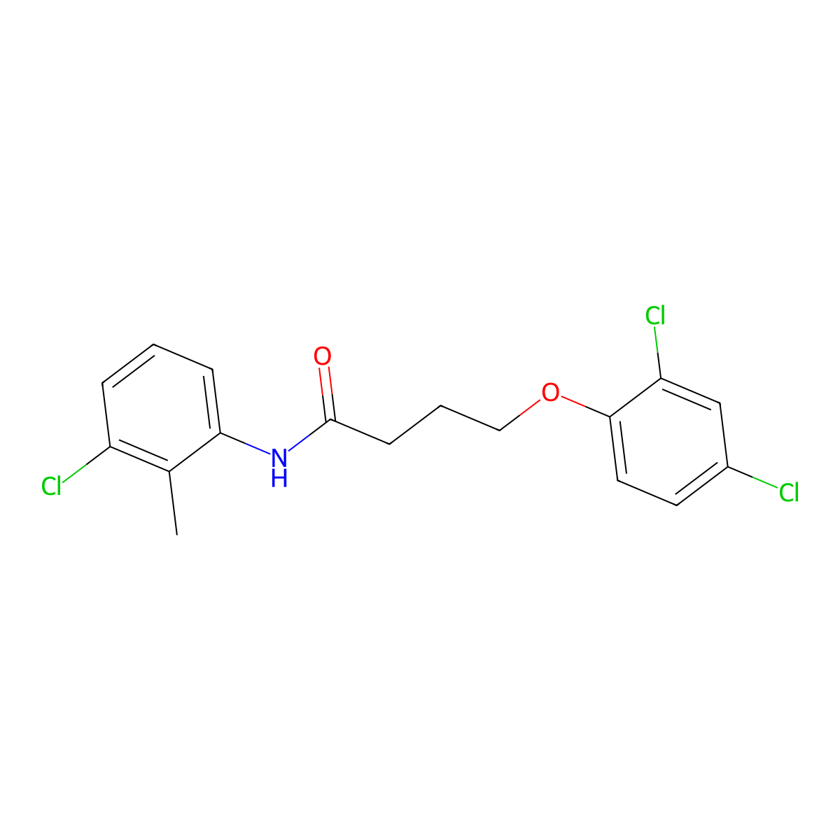 N-(3-chloro-2-methylphenyl)-4-(2,4-dichlorophenoxy)butanamide molecular structure, CAS 346726-75-8