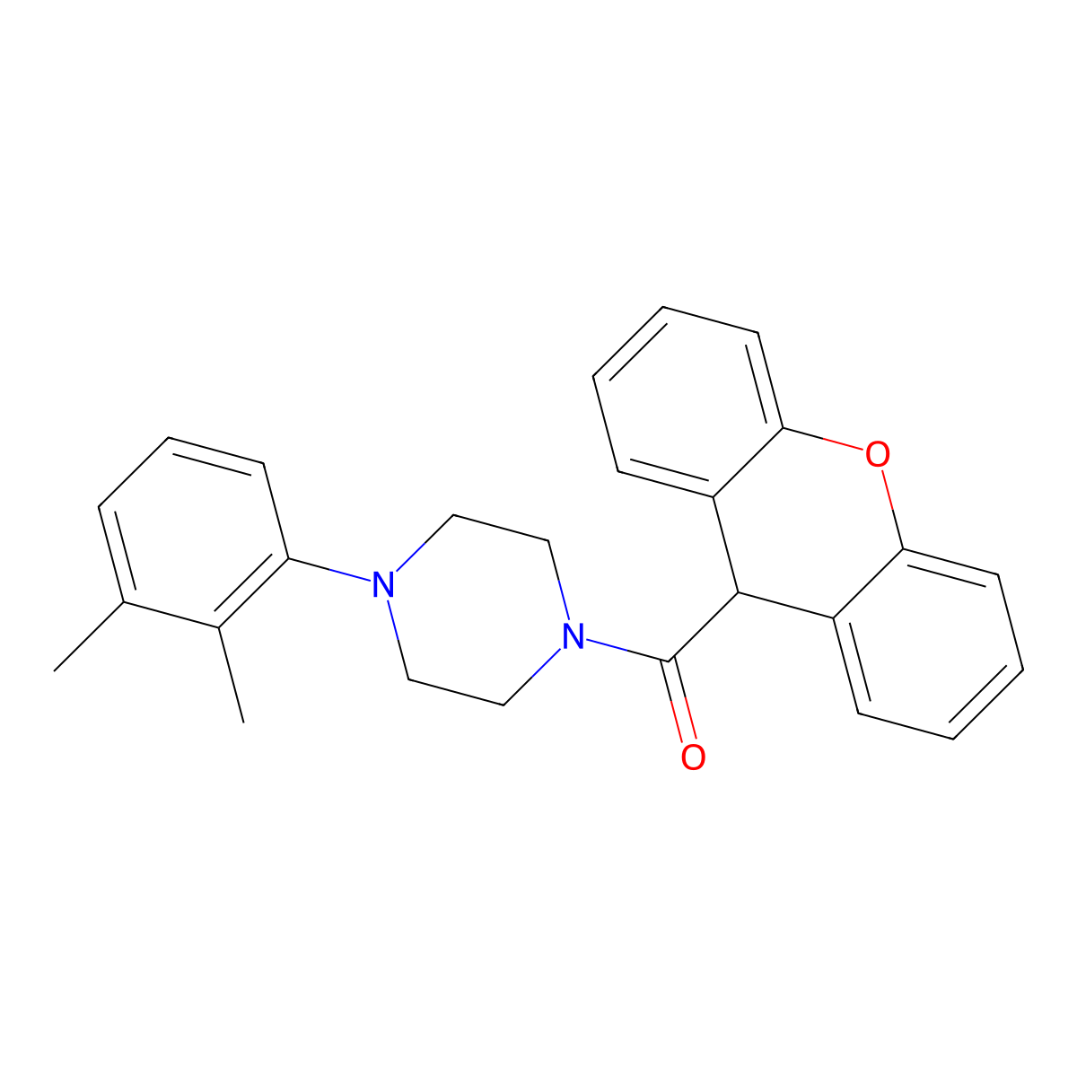 [4-(2,3-dimethylphenyl)piperazin-1-yl]-(9H-xanthen-9-yl)methanone molecular structure, CAS 346726-78-1