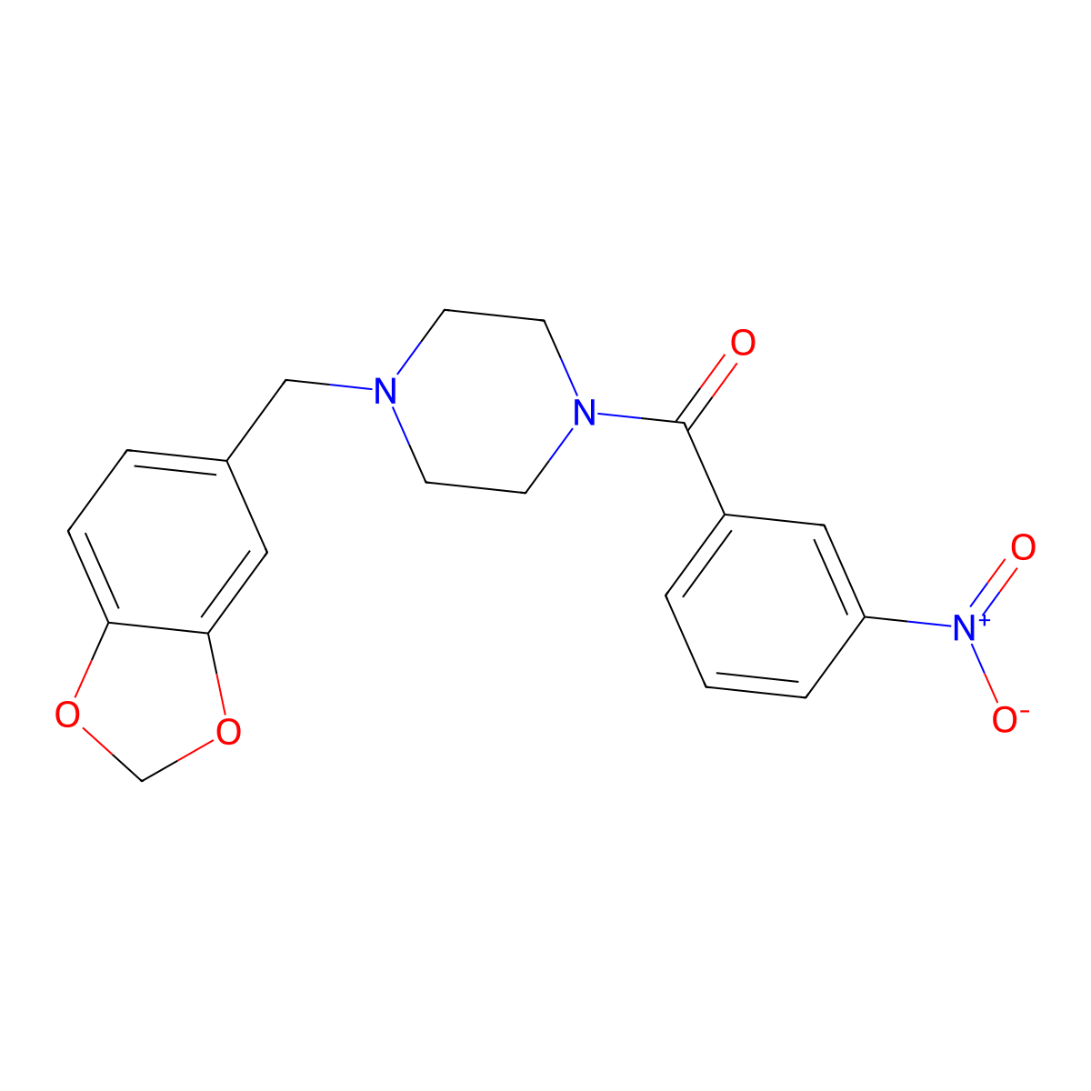 1-(1,3-Benzodioxol-5-ylmethyl)-4-(3-nitrobenzoyl)piperazine molecular structure, CAS 346726-88-3