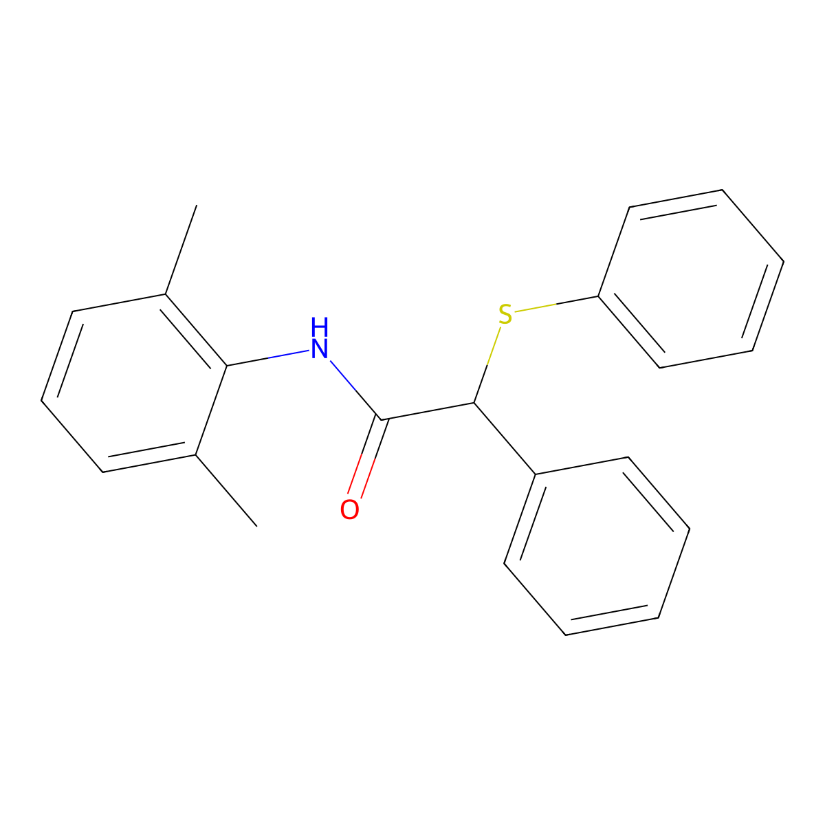 N-(2,6-dimethylphenyl)-2-phenyl-2-(phenylsulfanyl)acetamide molecular structure, CAS 346726-92-9