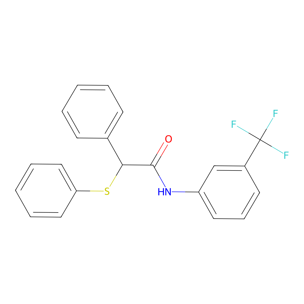 2-phenyl-2-(phenylsulfanyl)-N-[3-(trifluoromethyl)phenyl]acetamide molecular structure, CAS 346727-09-1