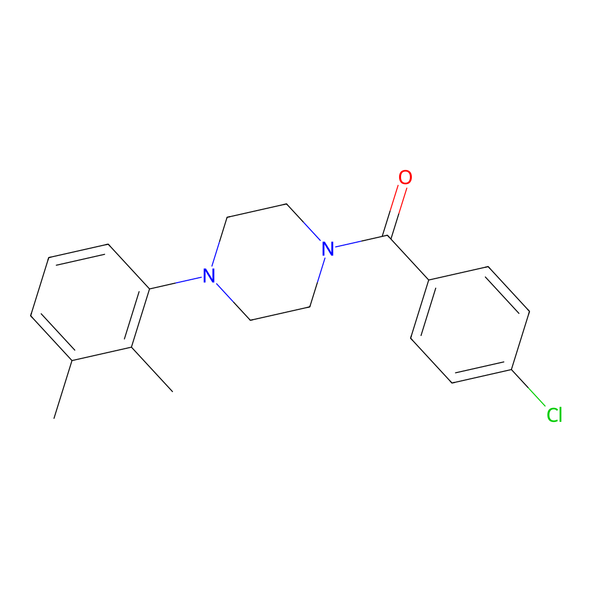 (4-Chlorophenyl)-[4-(2,3-dimethylphenyl)piperazin-1-yl]methanone molecular structure, CAS 346727-19-3