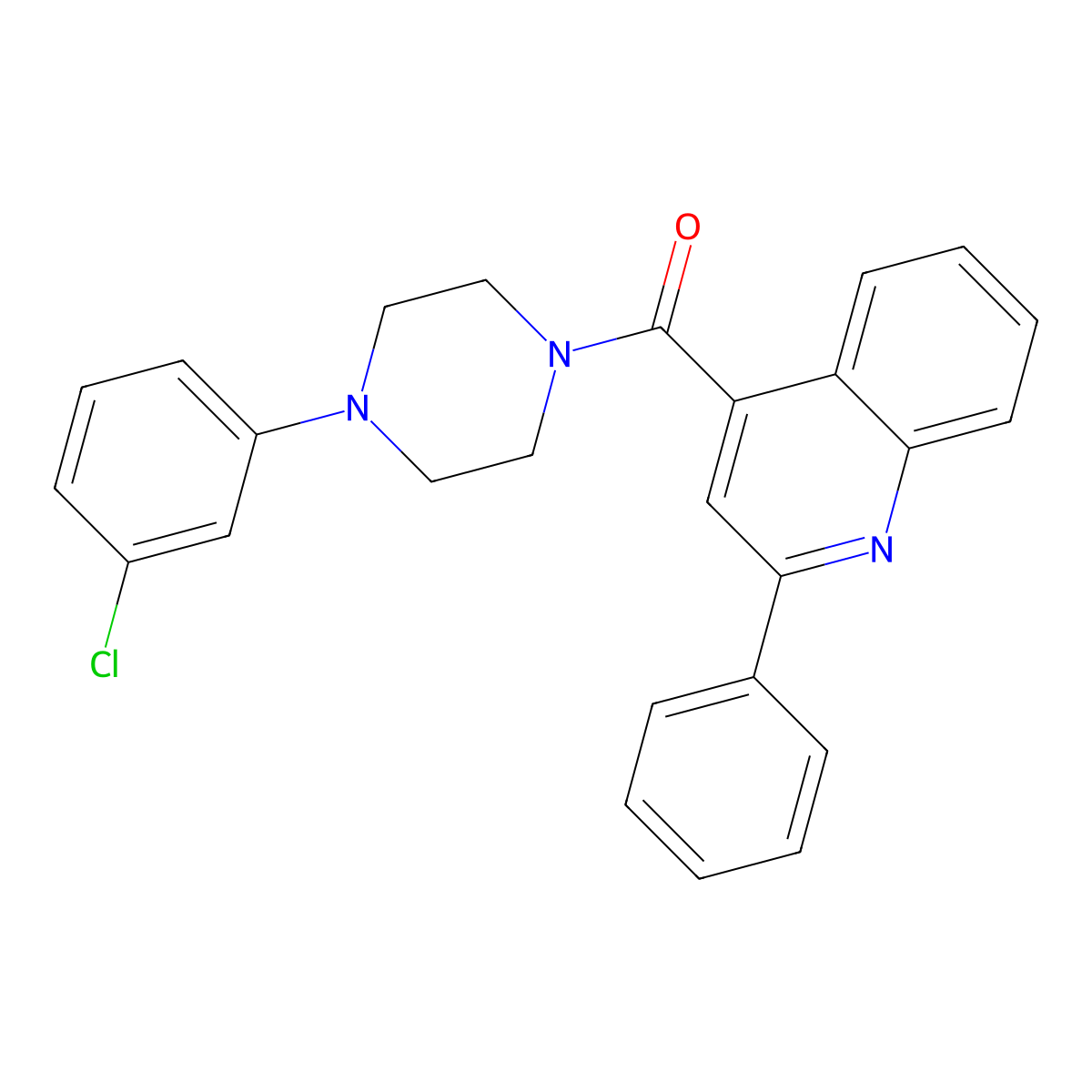 [4-(3-Chlorophenyl)piperazin-1-yl]-(2-phenylquinolin-4-yl)methanone molecular structure, CAS 346727-25-1