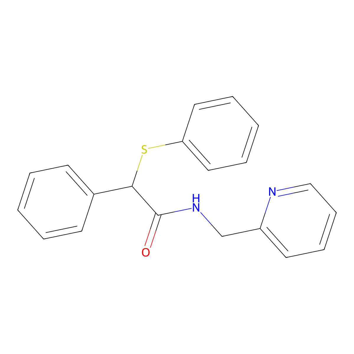 2-phenyl-2-phenylsulfanyl-N-(pyridin-2-ylmethyl)acetamide molecular structure, CAS 346727-29-5