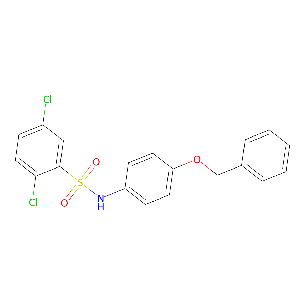 2,5-dichloro-N-(4-phenylmethoxyphenyl)benzenesulfonamide molecular structure, CAS 346727-35-3