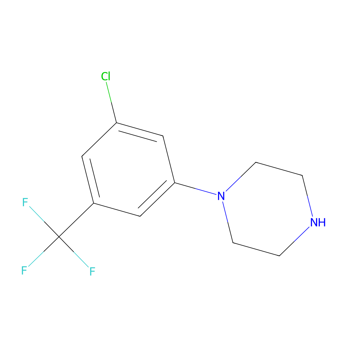 1-(3-Chloro-5-(trifluoromethyl)phenyl)piperazine molecular structure, CAS 346729-48-4