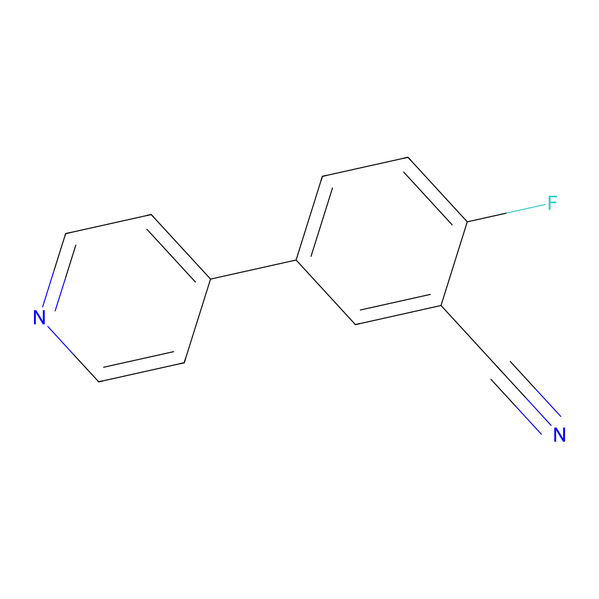 2-Fluoro-5-(pyridin-4-yl)benzonitrile molecular structure, CAS 346729-59-7