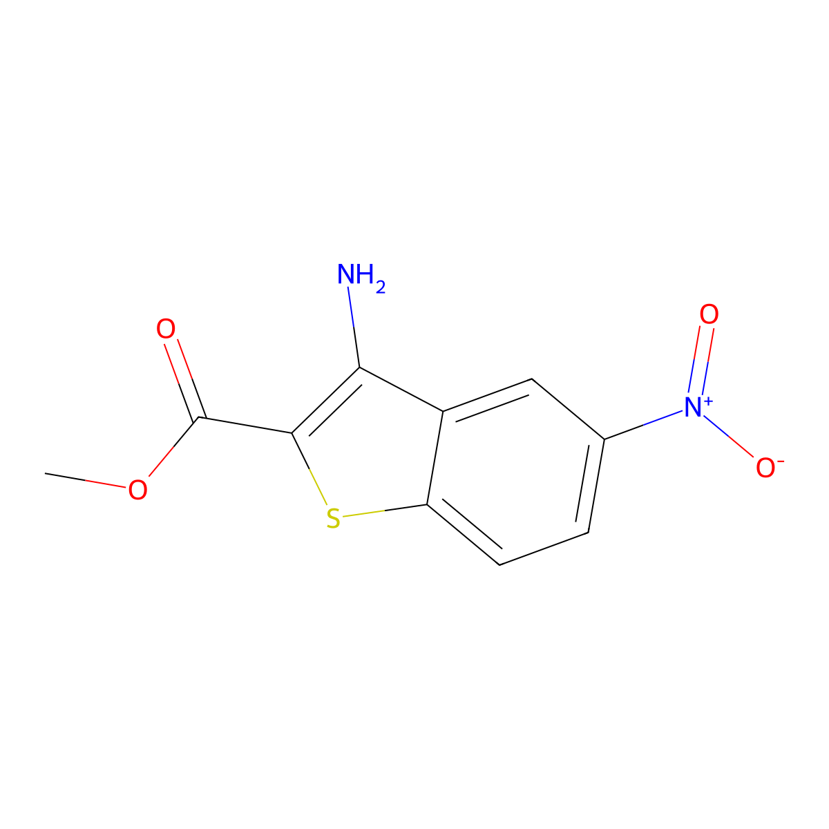 Methyl 3-amino-5-nitro-1-benzothiophene-2-carboxylate molecular structure, CAS 34674-75-4