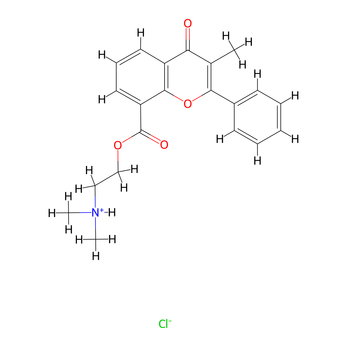 4H-1-Benzopyran-8-carboxylic acid, 3-methyl-4-oxo-2-phenyl-, 2-(dimethylamino)ethyl ester, hydrochloride molecular structure, CAS 3468-03-9
