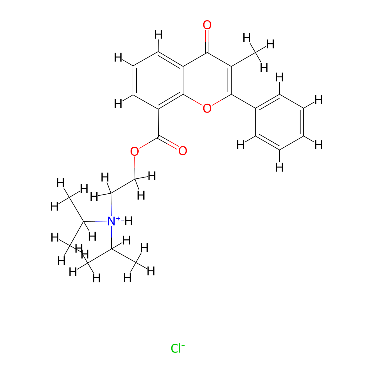 4H-1-Benzopyran-8-carboxylic acid, 3-methyl-4-oxo-2-phenyl-, 2-(diisopropylamino)ethyl ester, hydrochloride molecular structure, CAS 3468-06-2