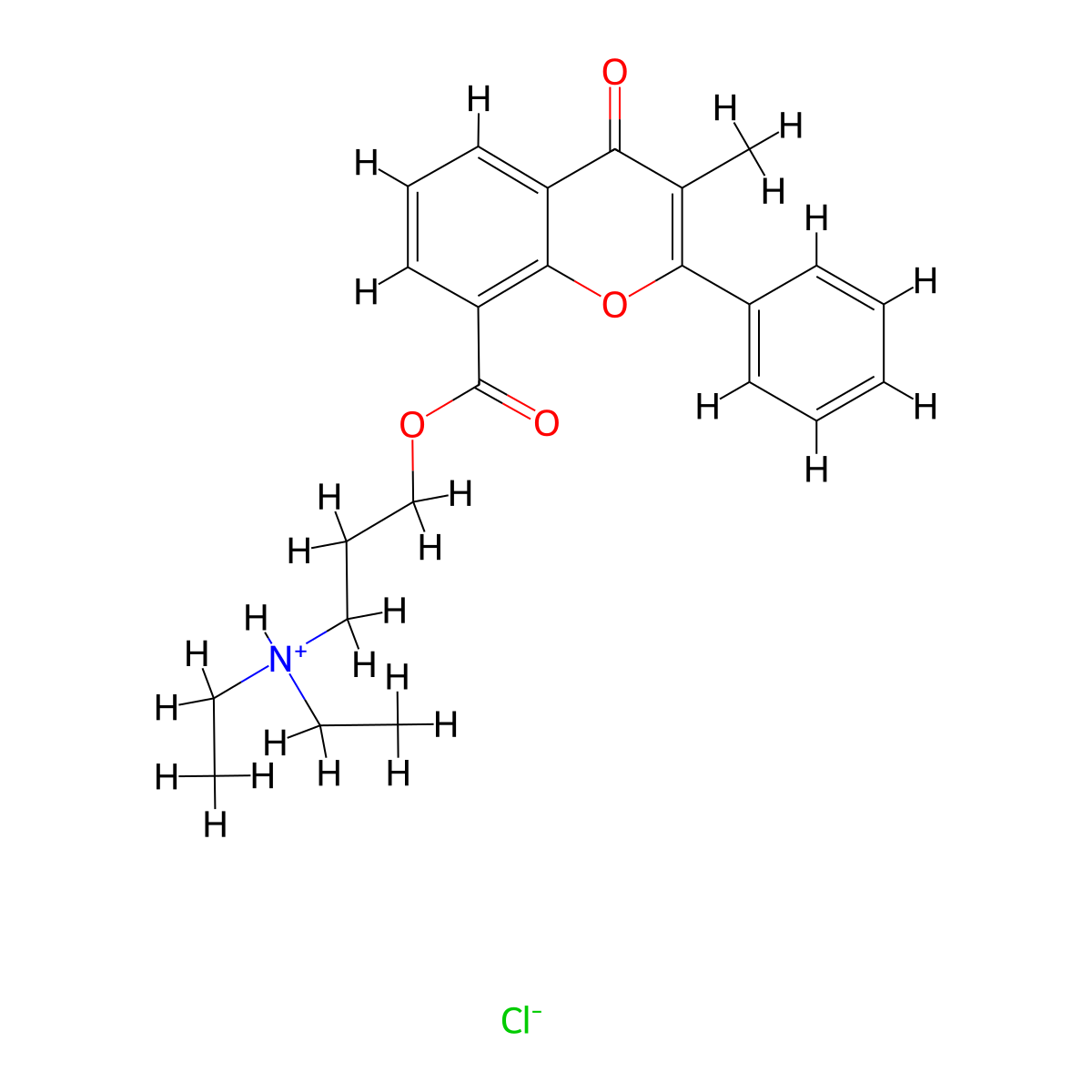 4H-1-Benzopyran-8-carboxylic acid, 3-methyl-4-oxo-2-phenyl-, 3-(diethylamino)propyl ester, hydrochloride molecular structure, CAS 3468-08-4