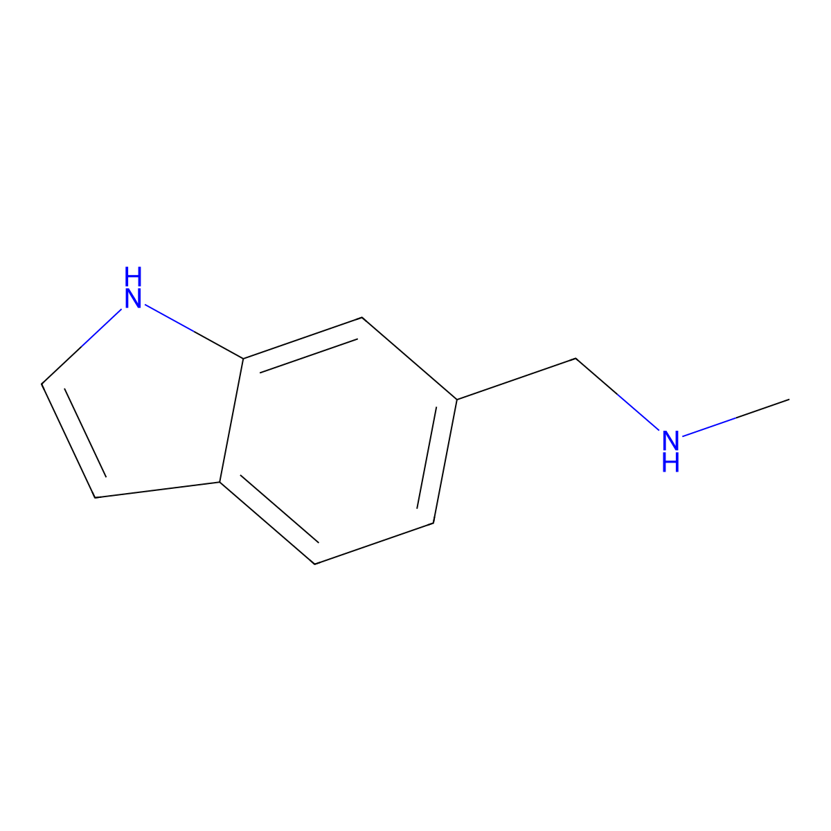 ((1H-indol-6-yl)methyl)(methyl)amine molecular structure, CAS 3468-21-1