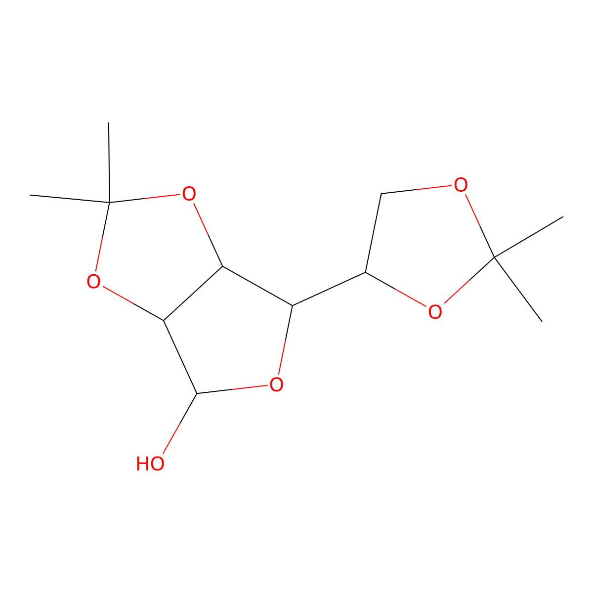 6-(2,2-Dimethyl-1,3-dioxolan-4-yl)-2,2-dimethyl-3a,4,6,6a-tetrahydrofuro[3,4-d][1,3]dioxol-4-ol molecular structure, CAS 34685-42-2