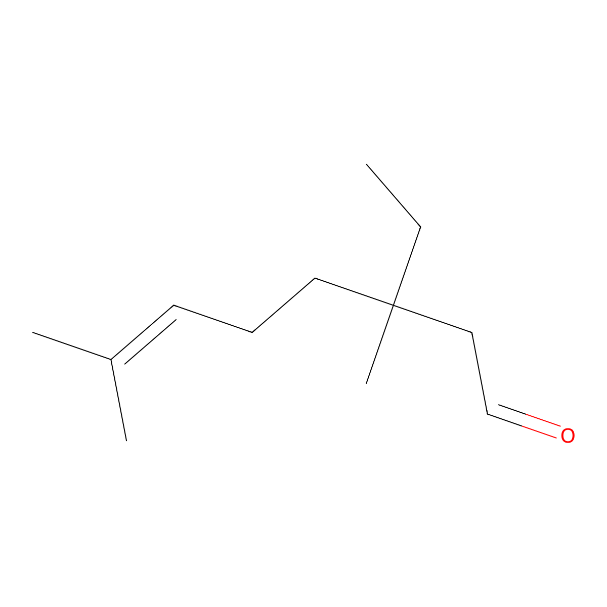 3-Ethyl-3,7-dimethyl-6-octenal molecular structure, CAS 34687-43-9