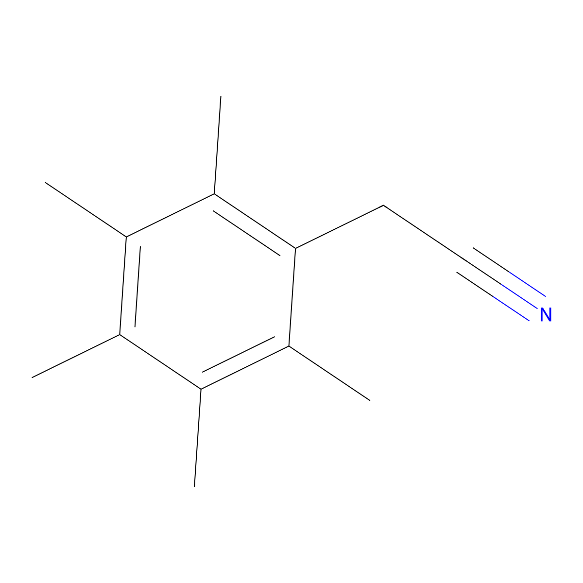 Pentamethylphenylacetonitrile molecular structure, CAS 34688-70-5