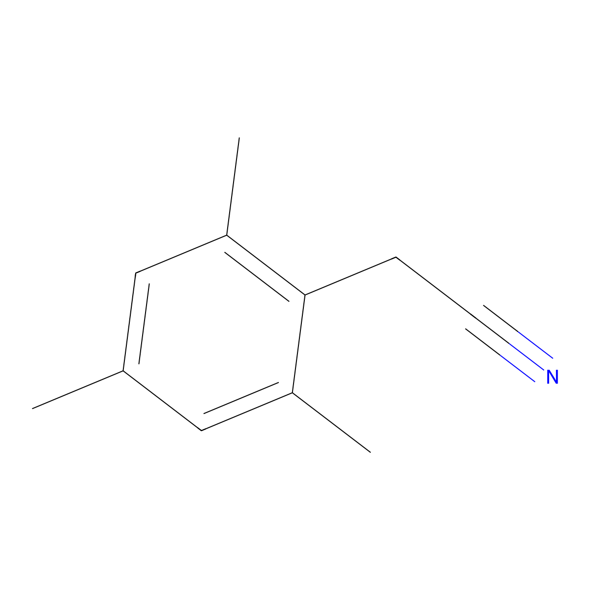 2,4,6-Trimethylphenylacetonitrile molecular structure, CAS 34688-71-6
