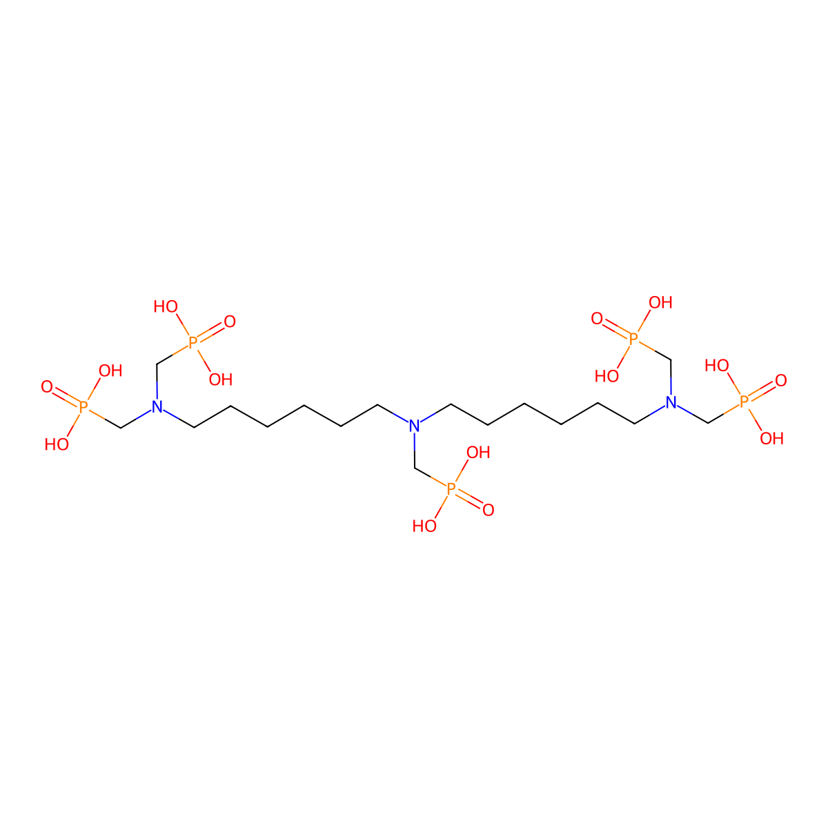 P,P',P'',P'''-(((Phosphonomethyl)imino)bis(6,1-hexanediylnitrilobis(methylene)))tetrakisphosphonic acid molecular structure, CAS 34690-00-1
