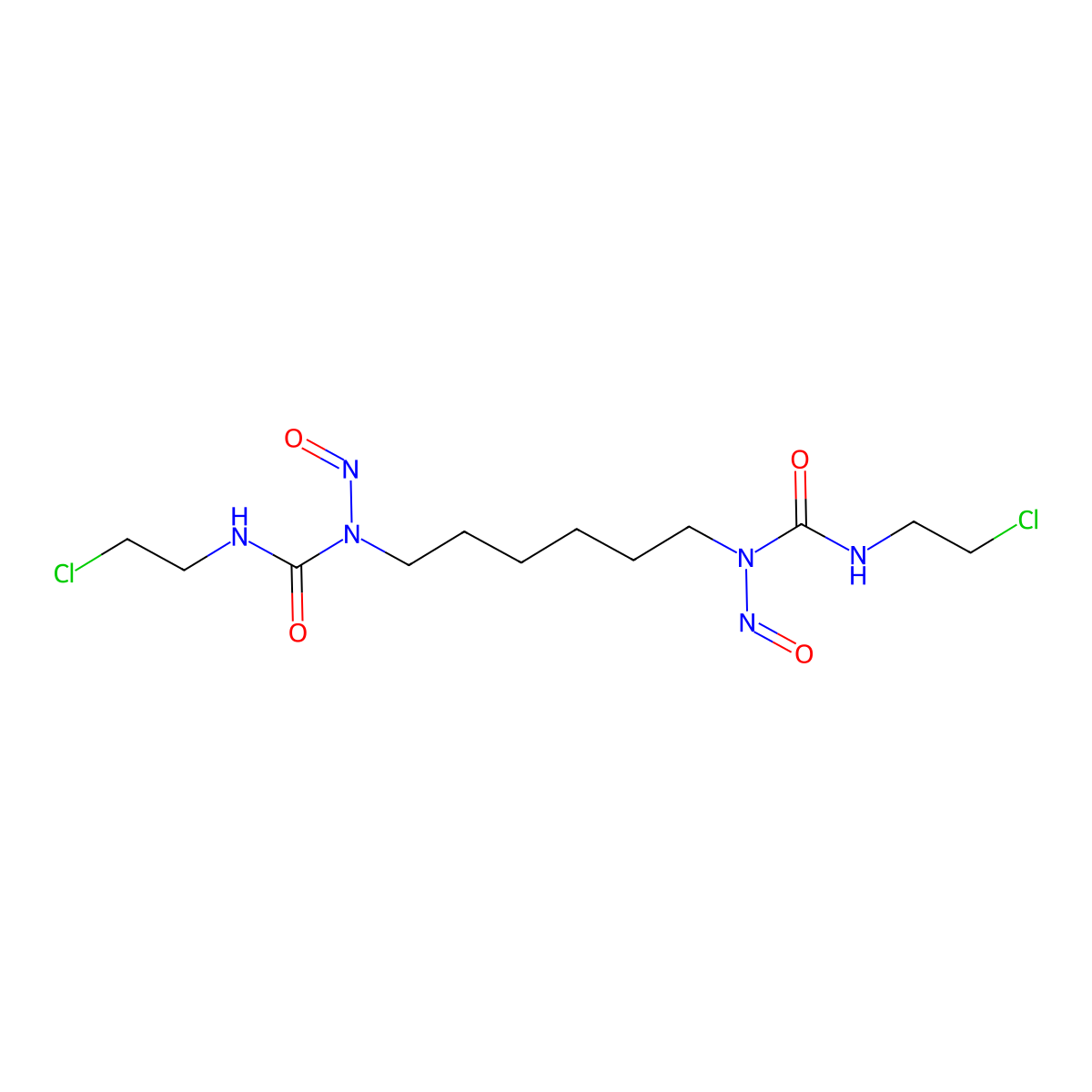 Urea, 1,1'-hexamethylenebis(3-(2-chloroethyl)-1-nitroso- molecular structure, CAS 34693-48-6