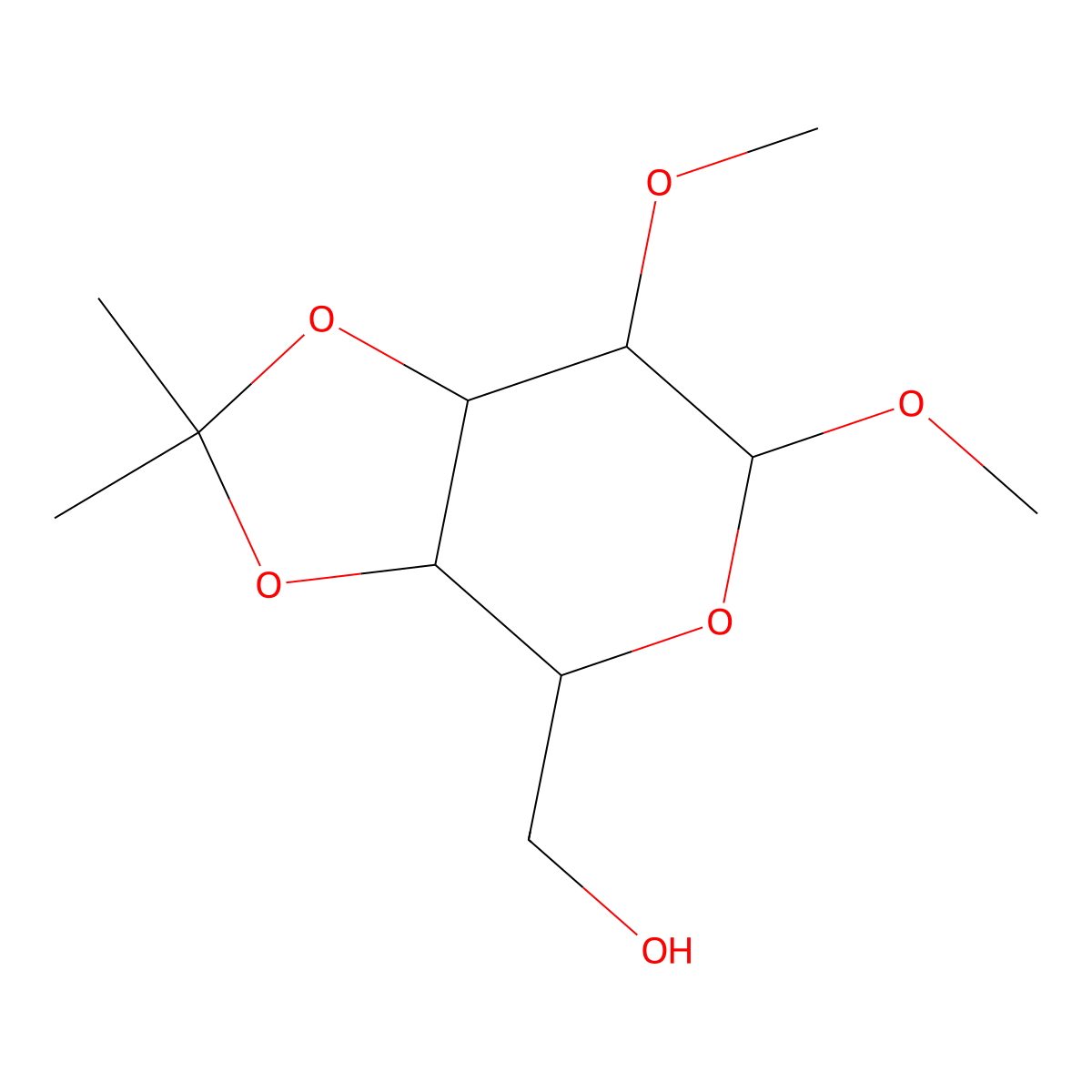 Methyl 2-O-methyl-3,4-O-(1-methylethylidene)-A-D-galactopyranoside molecular structure, CAS 34698-22-1