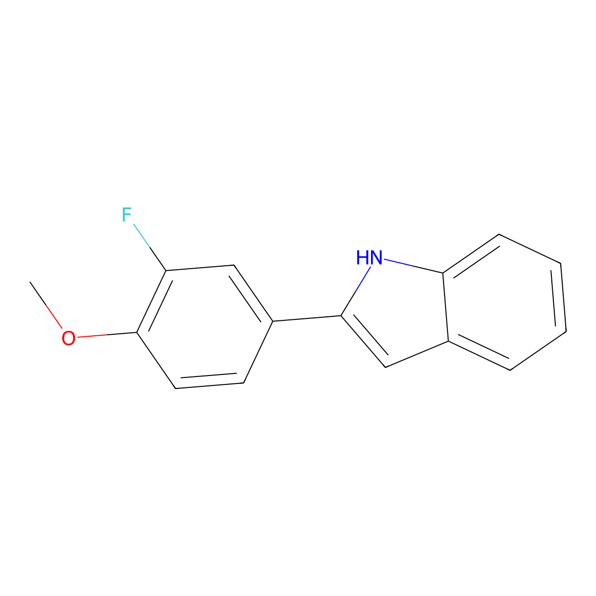 2-fluoro-4-(1H-indol-2-yl)phenyl methyl ether molecular structure, CAS 347-09-1