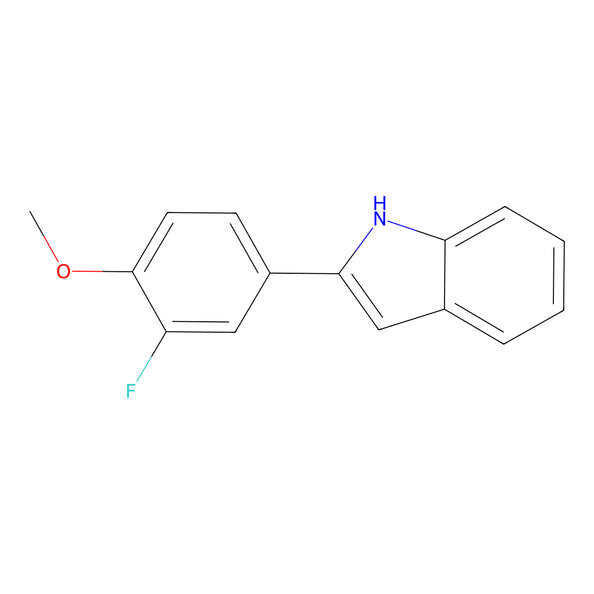 2-fluoro-4-(1H-indol-2-yl)phenyl methyl ether molecular structure, CAS 347-09-1