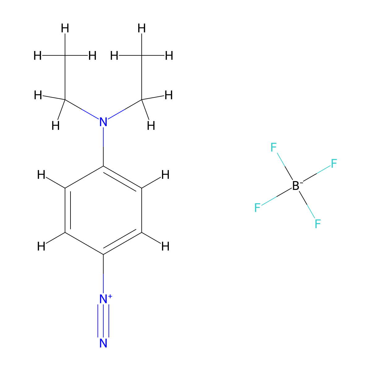 Benzenediazonium, 4-(diethylamino)-, tetrafluoroborate(1-) (1:1) molecular structure, CAS 347-46-6
